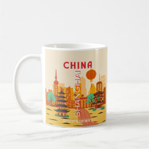 Mug Affiche Rétro de Voyage à Shanghai Chine