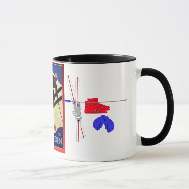 Mug Affiche vintage de ski, Adelboden Suisse (Droite)