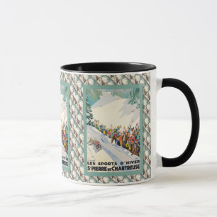 Mug Affiche vintage de ski, en de Saint Pierre