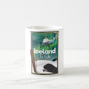 Mug Affiche vintage de ski en Islande