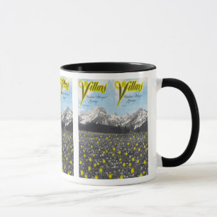 Mug Affiche vintage de ski, ski Villars
