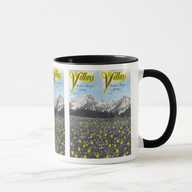 Mug Affiche vintage de ski, ski Villars (Droite)