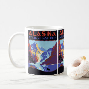 Mug Affiche vintage de voyage en Alaska, Atlin et Yuko