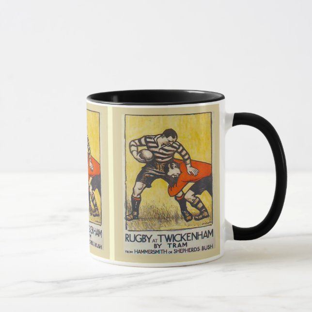 Mug Affiche vintage de voyage, rugby chez Twickenham (Droite)