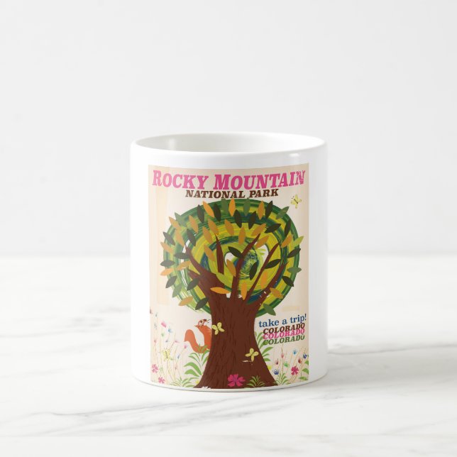 Mug Affiche vintage du parc national des montagnes Roc (Centre)