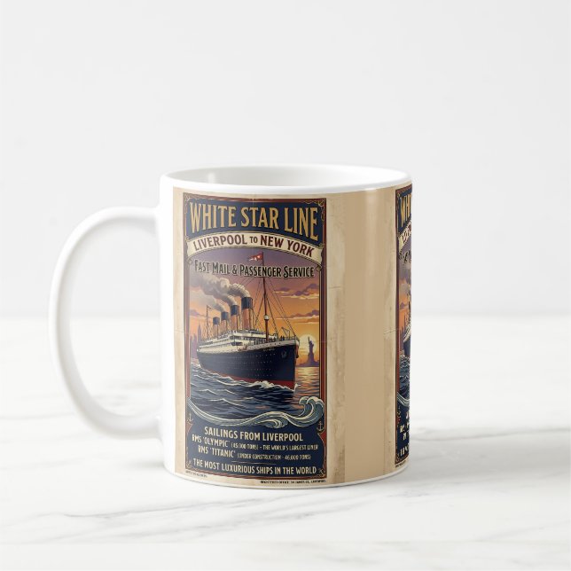Mug Affiche vintage White Star Line Olympic & Titanic (Gauche)