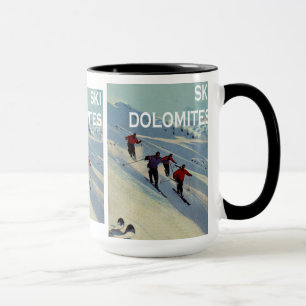 Mug Affiches vintages de ski, dolomites de ski