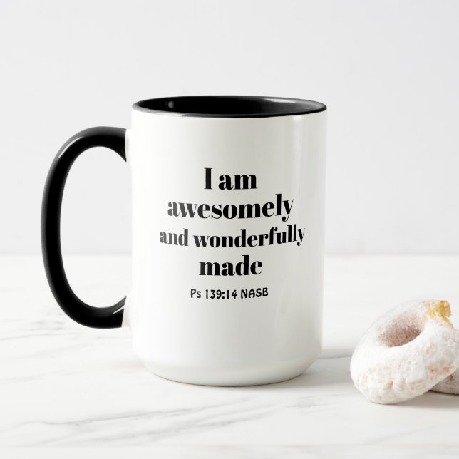 Mug Affirmation biblique positive simple Christian Bla (Avec donut)