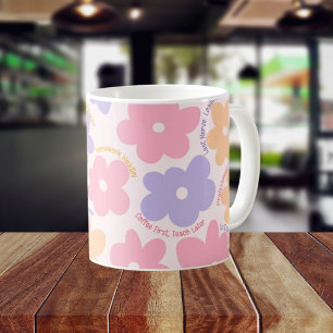 Mug Affirmation complémentaire Retro Floral Enseignant