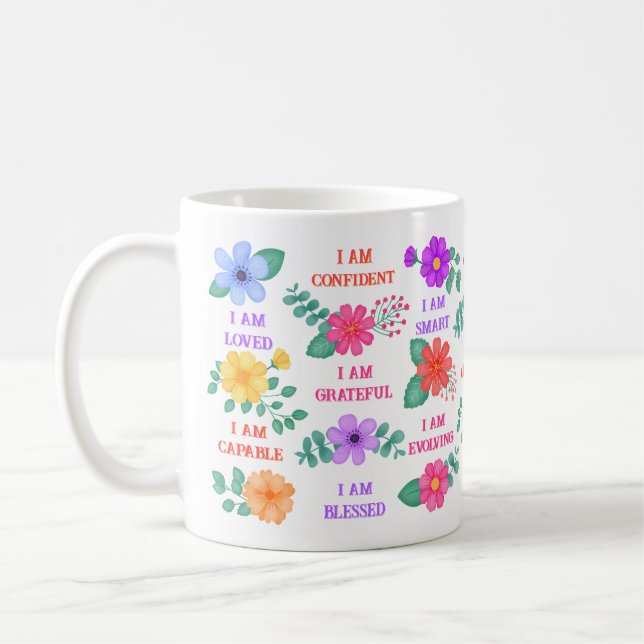 Mug Affirmations Créez Vos Propres Citations Florales  (Gauche)