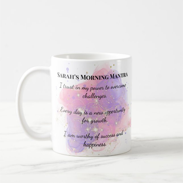 Mug Affirmations de mantra matinal personnalisées (Gauche)