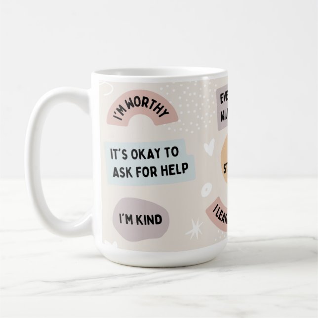 Mug Affirmations Positives 'Je suis digne' Santé Menta (Gauche)