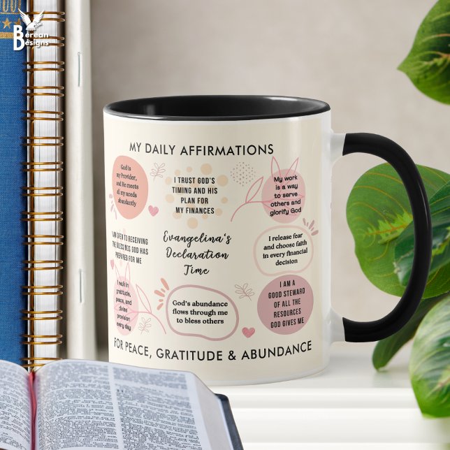 Mug Affirmations quotidiennes personnalisées - Verset  (Personalized affirmation mug with inspirational Christian quotes. Ideal all-year gift for Christians)