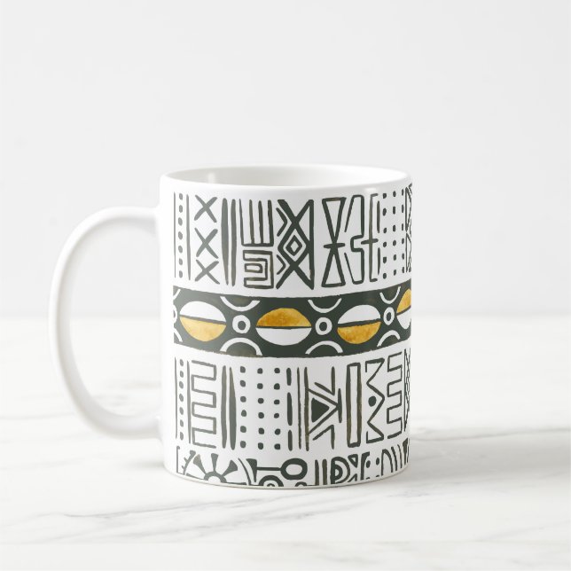Mug Africain ethnique, aquarelle motif sans couture. (Gauche)