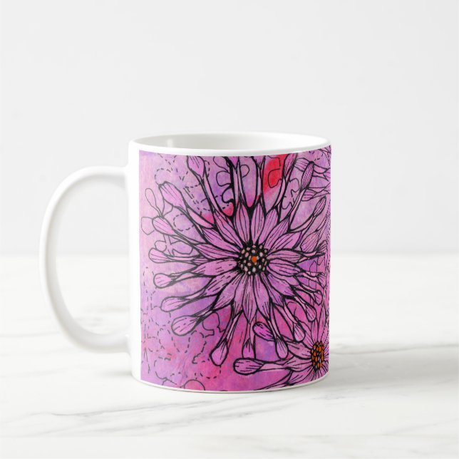 Mug African Daisy Cape Daisies Fleurs roses Art Floral (Gauche)