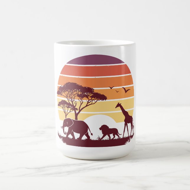 Mug African Wildlife Silhouette Safari Design (Centre)
