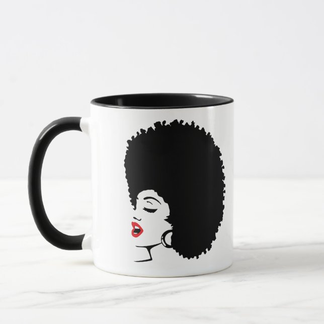 Mug Afro avec de belles lèvres rouges (Gauche)