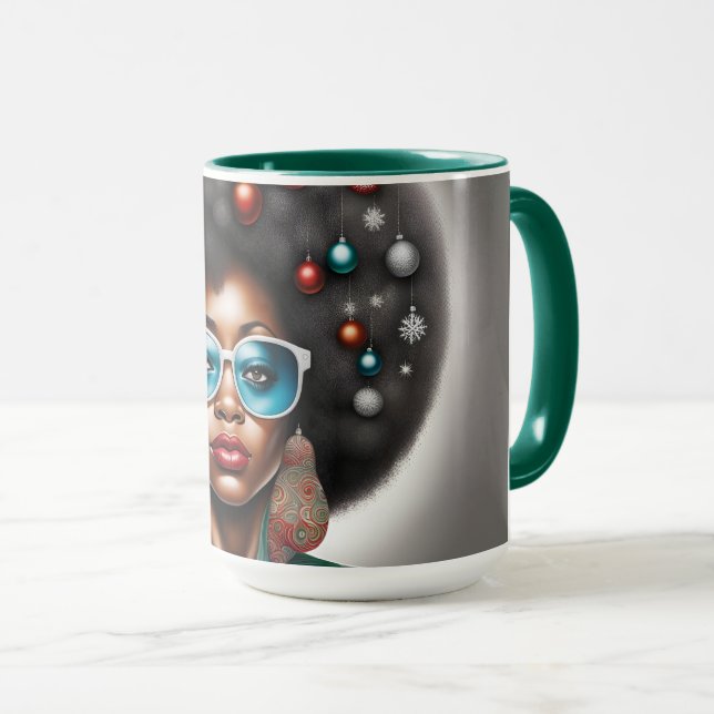Mug Afro femme élégante et bizarre ambiance de vacance (Devant droit)