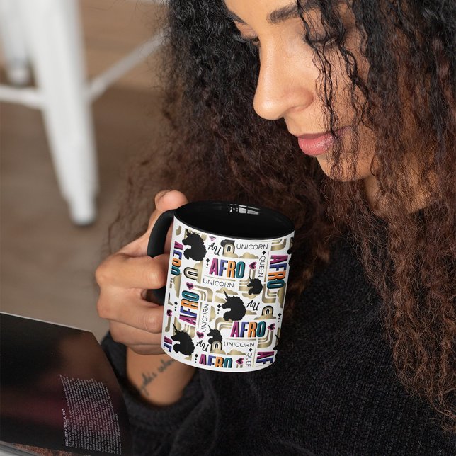 Mug Afro Unicorn Bold Motif (Person holding mug)