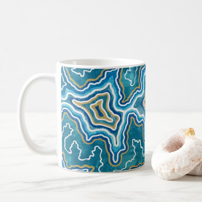 Mug Agate graphique en or bleu (Avec donut)