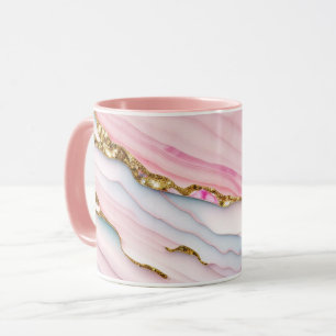 Mug Agate Marble tendance Blue Pink Gold Collection