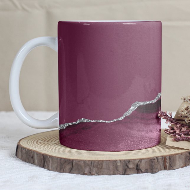 Mug Agate Rouge de Bourgogne Paillettes Argentées (Créateur téléchargé)