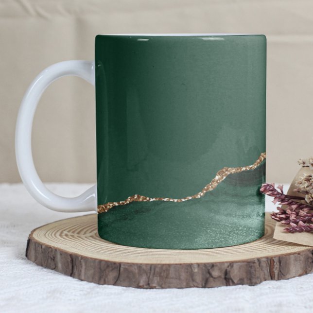 Mug Agate Vert Émeraude Paillettes d'Or (Créateur téléchargé)
