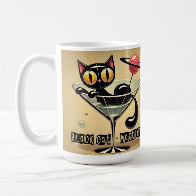 Mug Âge atomique Futuriste de l'espace Noir Cat Martin (Gauche)