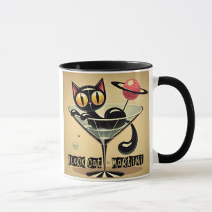 Mug Âge atomique Futuriste de l'espace Noir Cat Martin