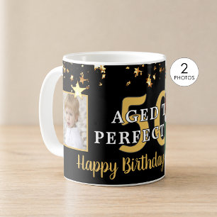 Mug ÂGE D'Anniversaire À LA PERFECTION Black Gold Star