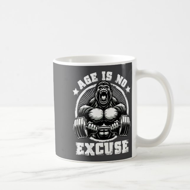 Mug Age Is No Excuse Gorilla Weightlift Gym Quotes Gym (Droite)