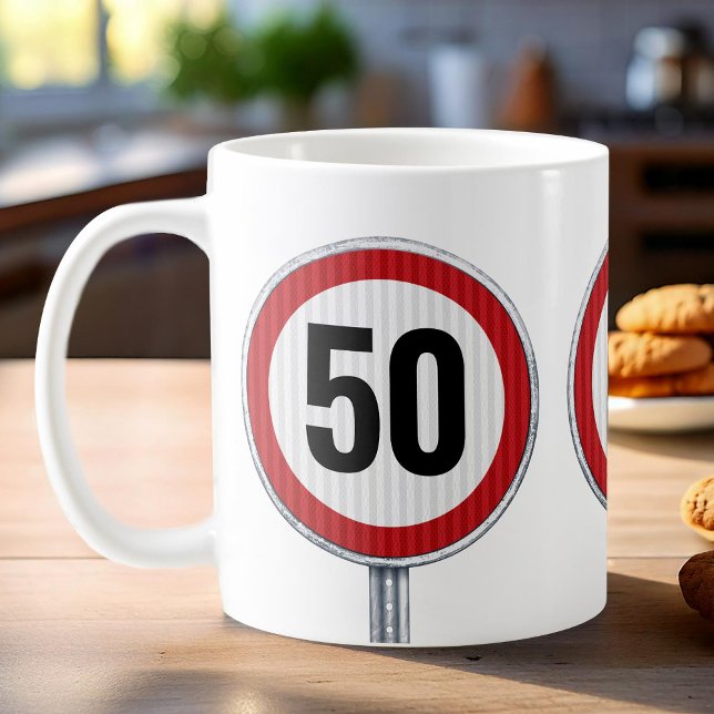 Mug ÂGE PERSONNALISÉ anniversaire avec panneau de sign (Créateur téléchargé)