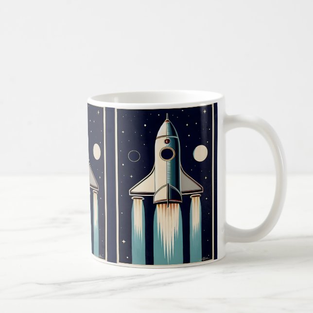 Mug Âge Spatial Rétro Bateau Fusée Années 50 (Droite)