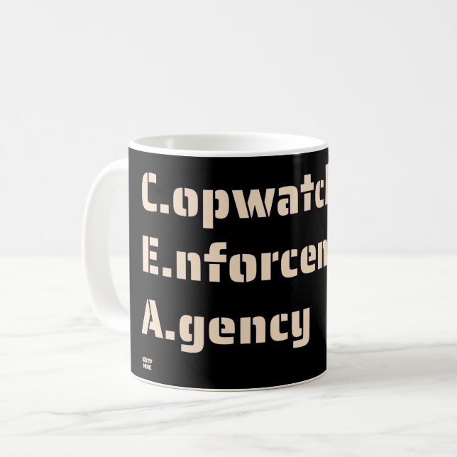 Mug "AGENCE D'APPLICATION DE LA LOI COPWATCH" drôle de (Devant gauche)