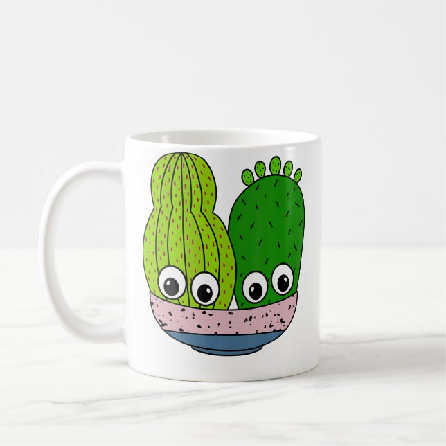 Mug Agencement de cactus mignons dans un bol en poteri (Gauche)