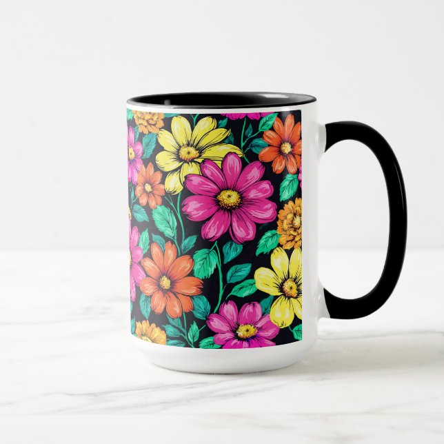 Mug Agencement de fleurs colorées  (Droite)