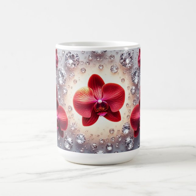 Mug Agencement Élégant d'Orchidées Rouges (Centre)