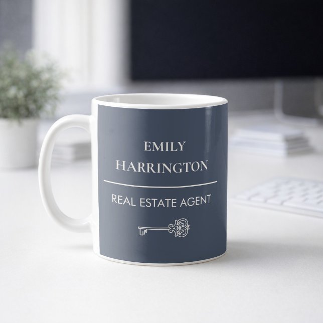 Mug Agent Immobilier Gris Classique Clé (Créateur téléchargé)