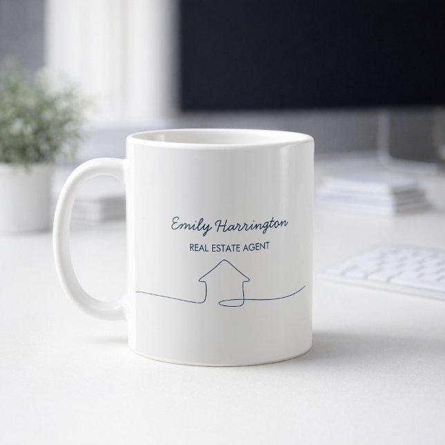 Mug Agent immobilier Navy Art linéaire (Créateur téléchargé)
