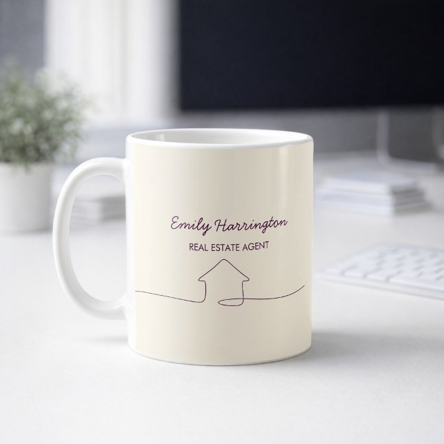 Mug Agent immobilier Prunier en traits de crayon (Créateur téléchargé)