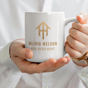 Mug Agent immobilier Realtor personnalisé Or et blanc