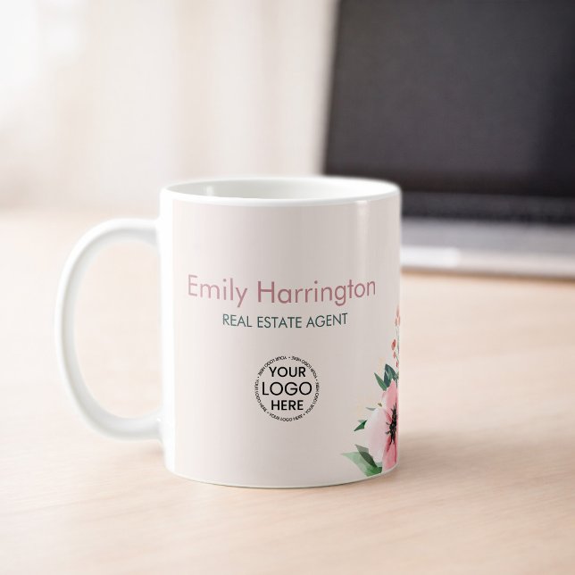 Mug Agent Immobilier Rose Blush Bloom (Créateur téléchargé)