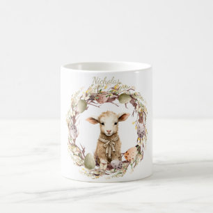 Mug Agneau de Pâques personnalisé à l'aquarelle