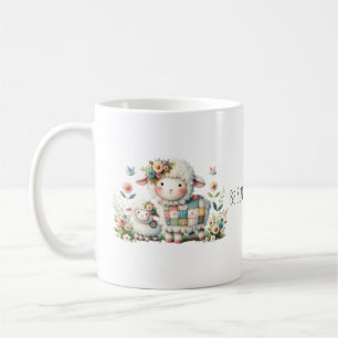 Mug Agneaux mignons aux accents floraux et patchwork