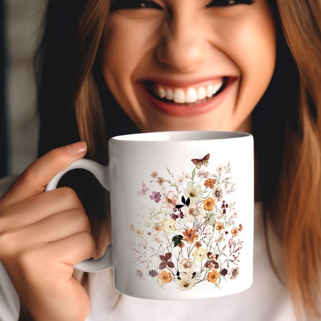 Mug Agritourisme botanique en Fleur sauvage (Pressed Wildflowers Botanical Floral Farmhouse Coffee Mug)