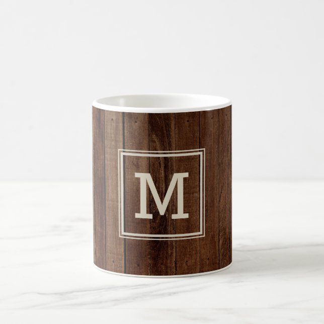 Mug Agritourisme en bois de grange rustique Monogramme (Centre)