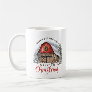 Mug Agritourisme rétro Grange rouge Noël scène cosy