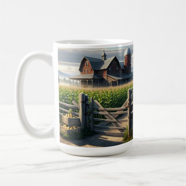 Mug Agritourisme rustique avec Cornfield Ai Art (Gauche)