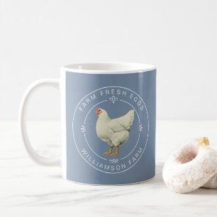 Mug Agritourisme Vintage Hen Oeufs Carton Dusty Bleu