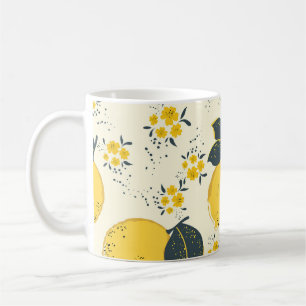 Mug Agrumes colorés, motif de fleurs de citron.